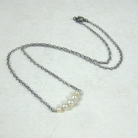Delicate Pearl Sterling Silver 925 Minimalist Necklace Simmons Jewelry Choker - Picture 3 of 8